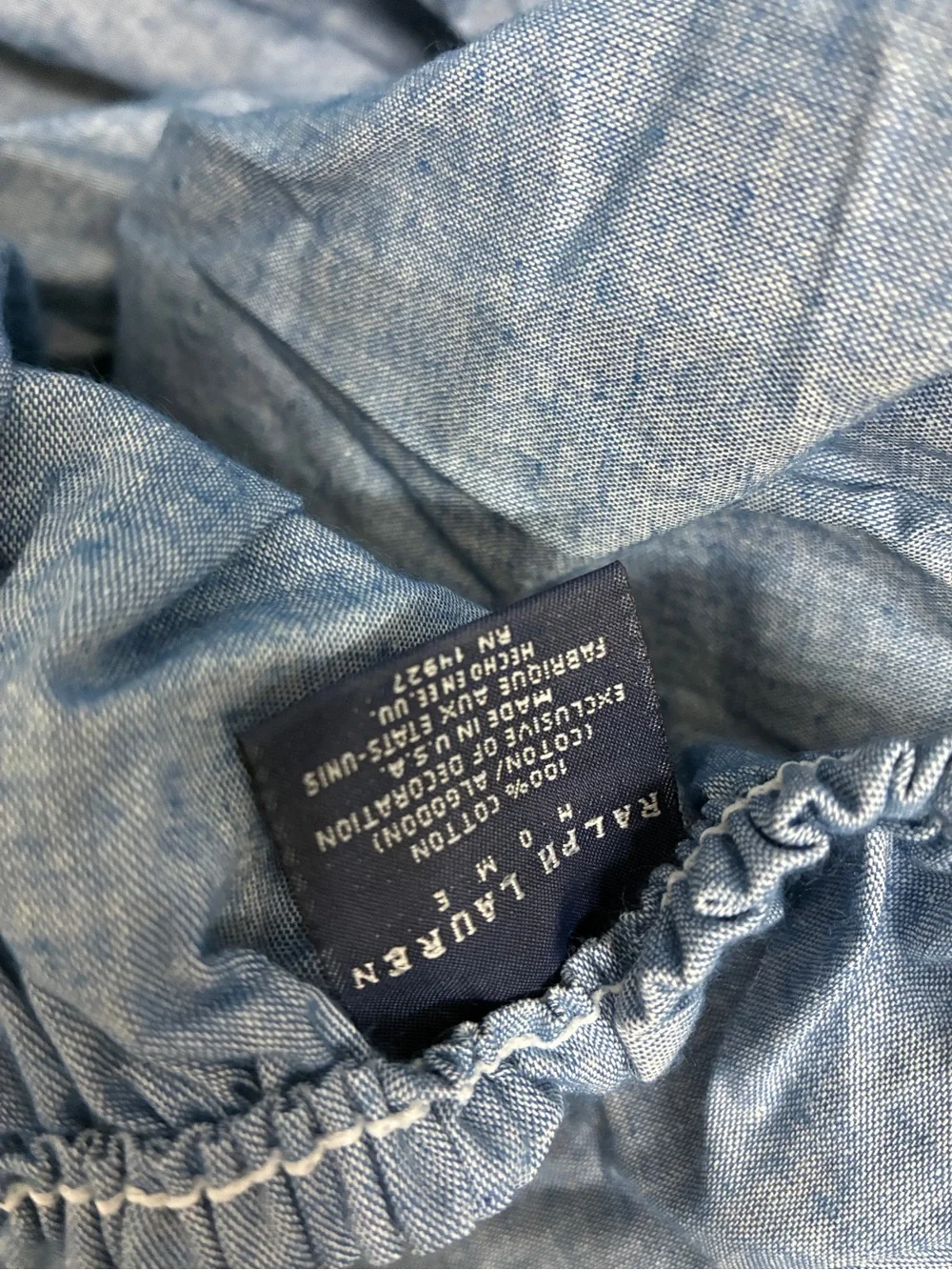 Vintage Ralph Lauren home chambray blue denim twin fitted sheet cotton